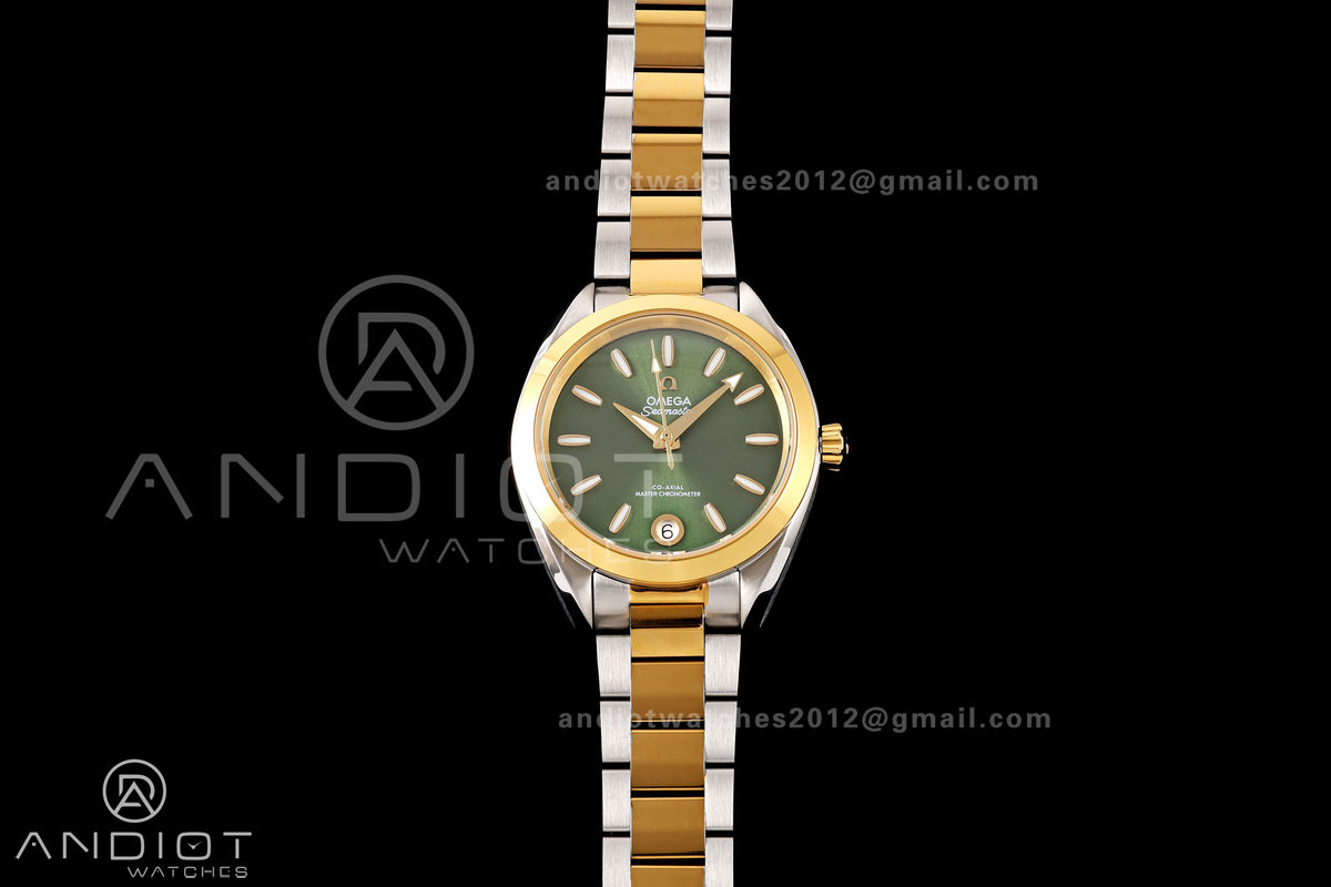 Aqua Terra Shades 34mm SS/YG VRSF Best Edition Green Dial on SS/YG Bracelet A8800